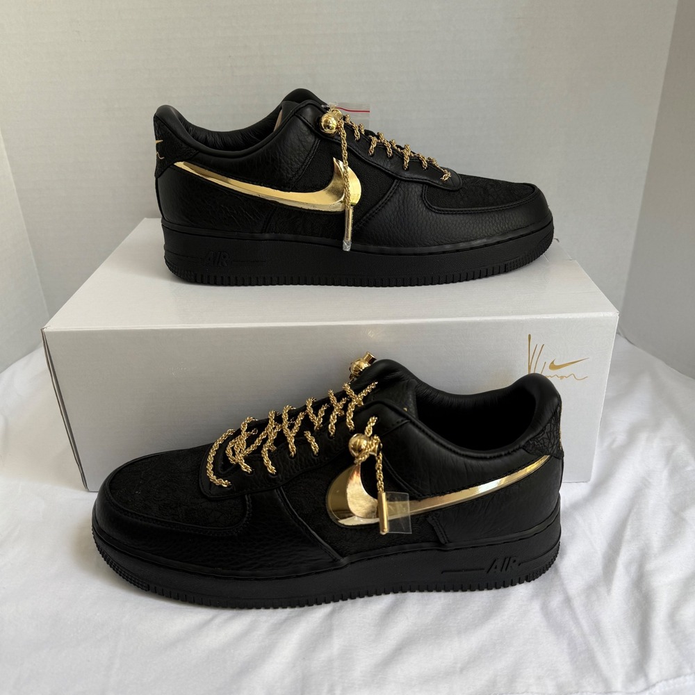 Nike Air Force 1 07 Victor Solomon Trophies Mens 11 Black Gold IR2076-001 NEW